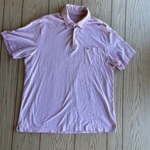 Vineyard Vines Men's Striped Casual Polo Size L Pink and White